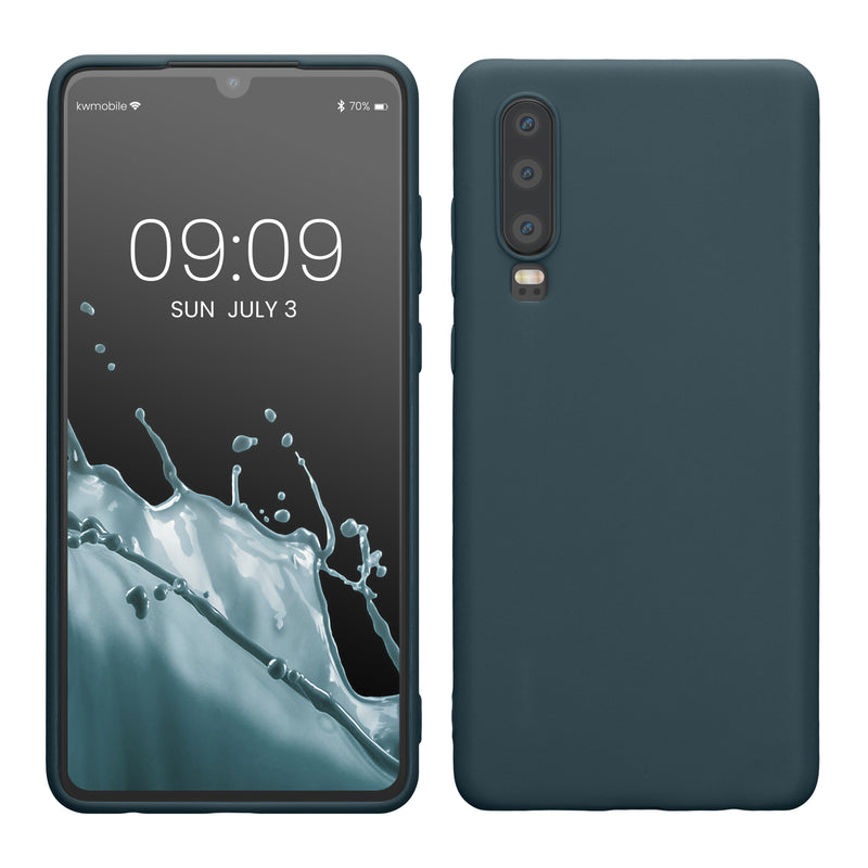 kwmobile Hülle kompatibel mit Huawei P30 Hülle - weiches TPU Silikon Case - Cover geeignet für kabelloses Laden - Dunkler Schiefer Dunkler Schiefer  