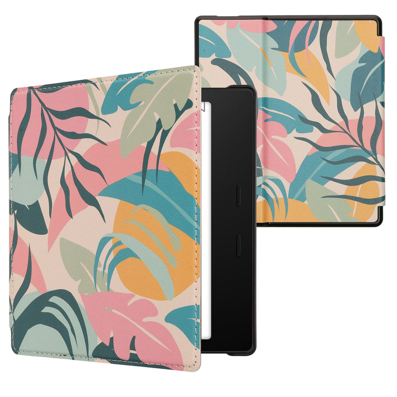 kwmobile Protective Case for Amazon Kindle Oasis 10th Generation Case - eReader Flip Case with Auto Sleep Function - Galaxy Tree Meadow