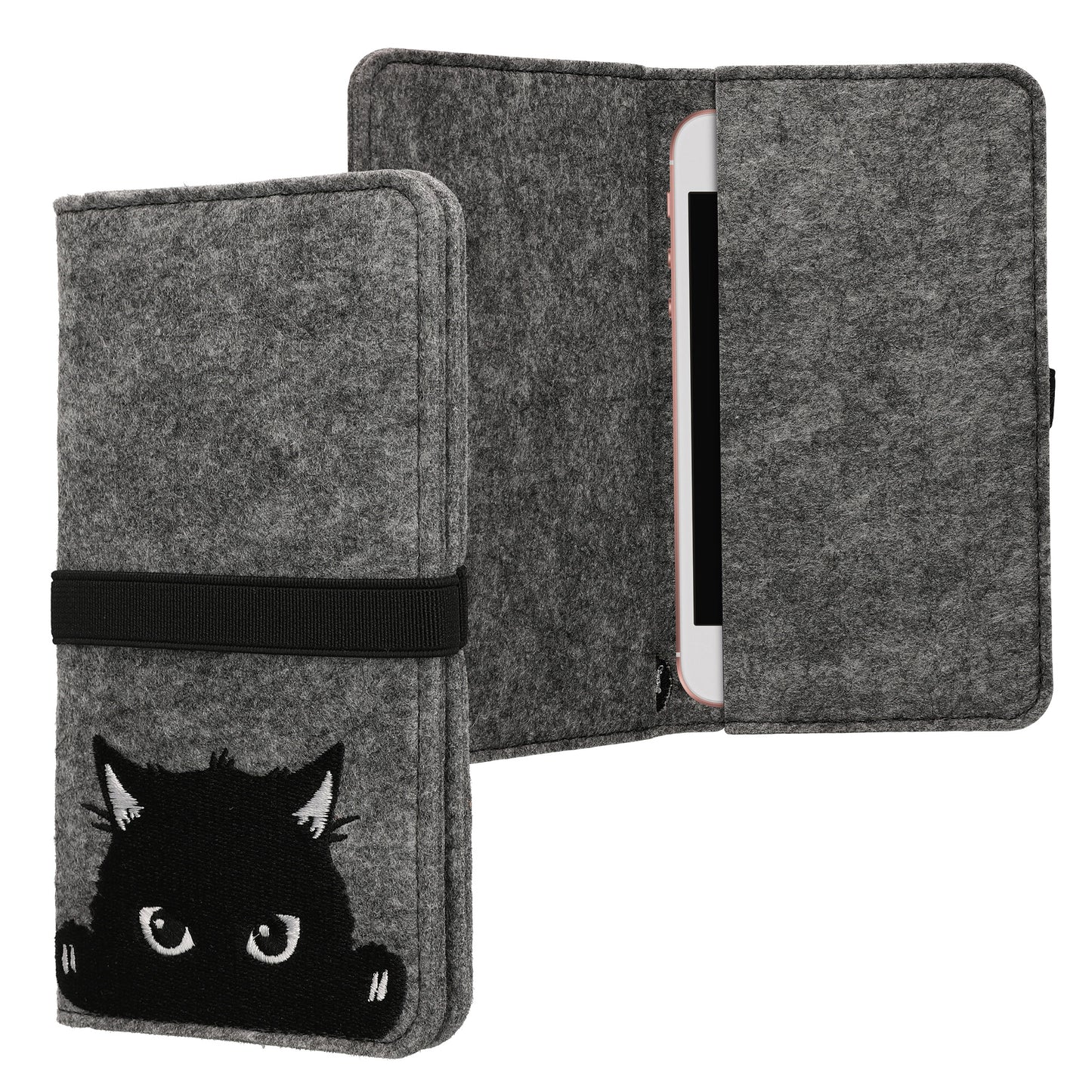 kwmobile Pouch for Smartphones with Elastic Band Mobile Phone Protective Pouch Compass Vintage 16.0 x 8.0 cm Inner Dimensions