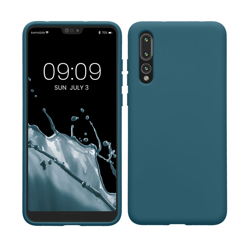 kwmobile Hülle kompatibel mit Huawei P20 Pro Hülle - gummierte TPU Silikon Handyhülle - Schutzhülle für kabelloses Laden - Case in Petrol matt Petrol matt  