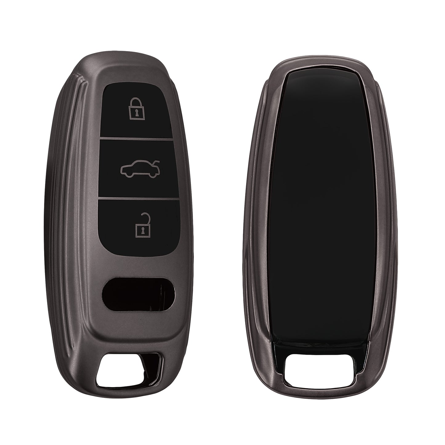 kwmobile Car Key Cover Compatible with Audi A6 A7 A8 Q7 Q8 3-Button Keyless Car Key - Silicone Cover