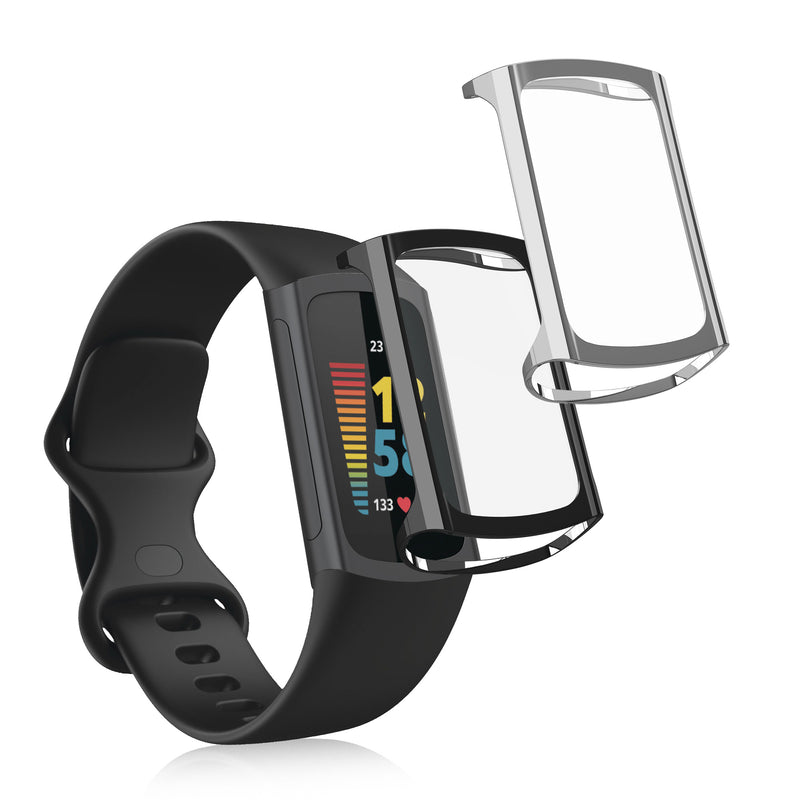 kwmobile Protective Case for Fitbit Charge 6 / Charge 5 Fullbody Screen Cover Set