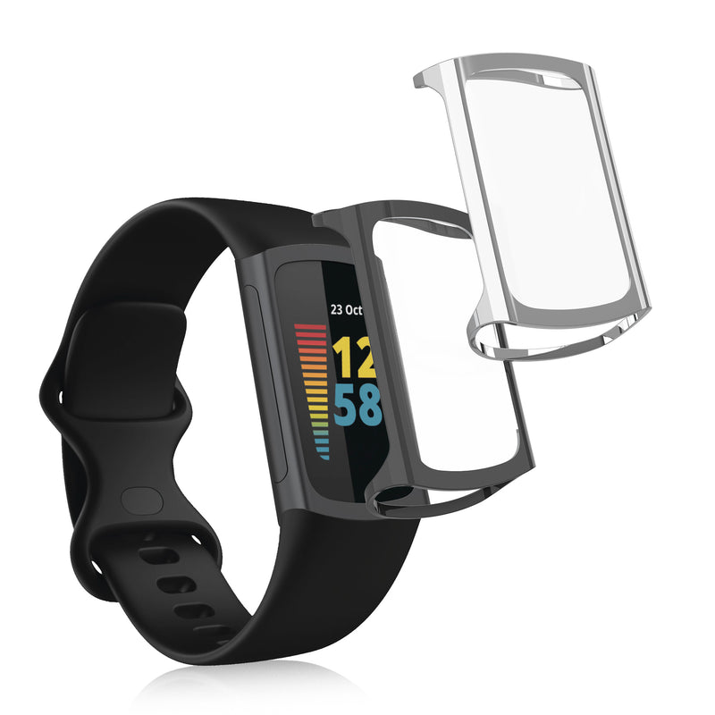 kwmobile Protective Case for Fitbit Charge 6 / Charge 5 Fullbody Screen Cover Set