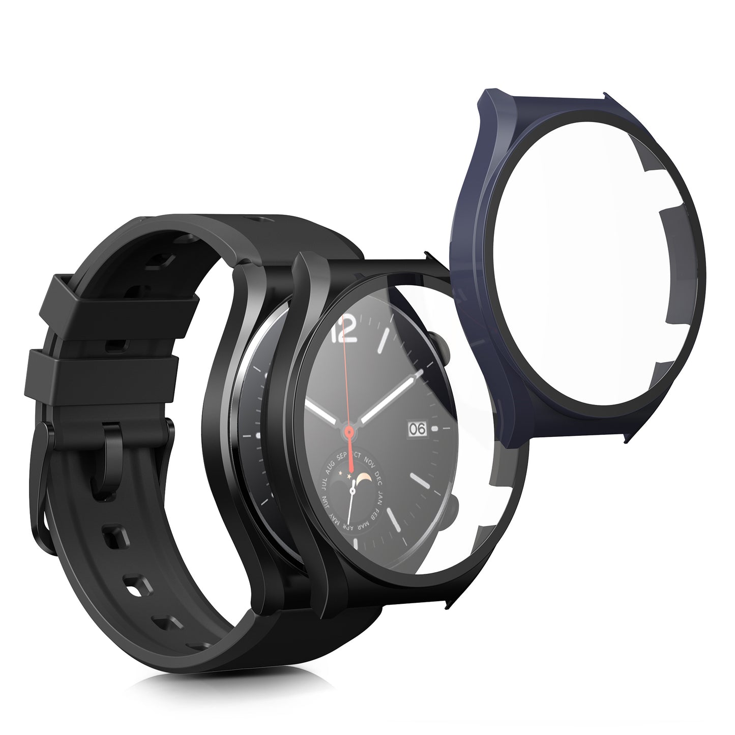 kwmobile Glass Case for Xiaomi Watch S1 Protective Cover Full-Body Fitness Tracker Case Set