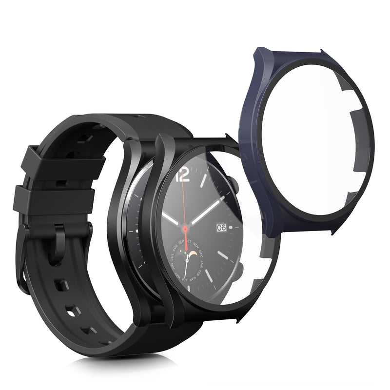 kwmobile Glass Case for Xiaomi Watch S1 Protective Cover Full-Body Fitness Tracker Case Set