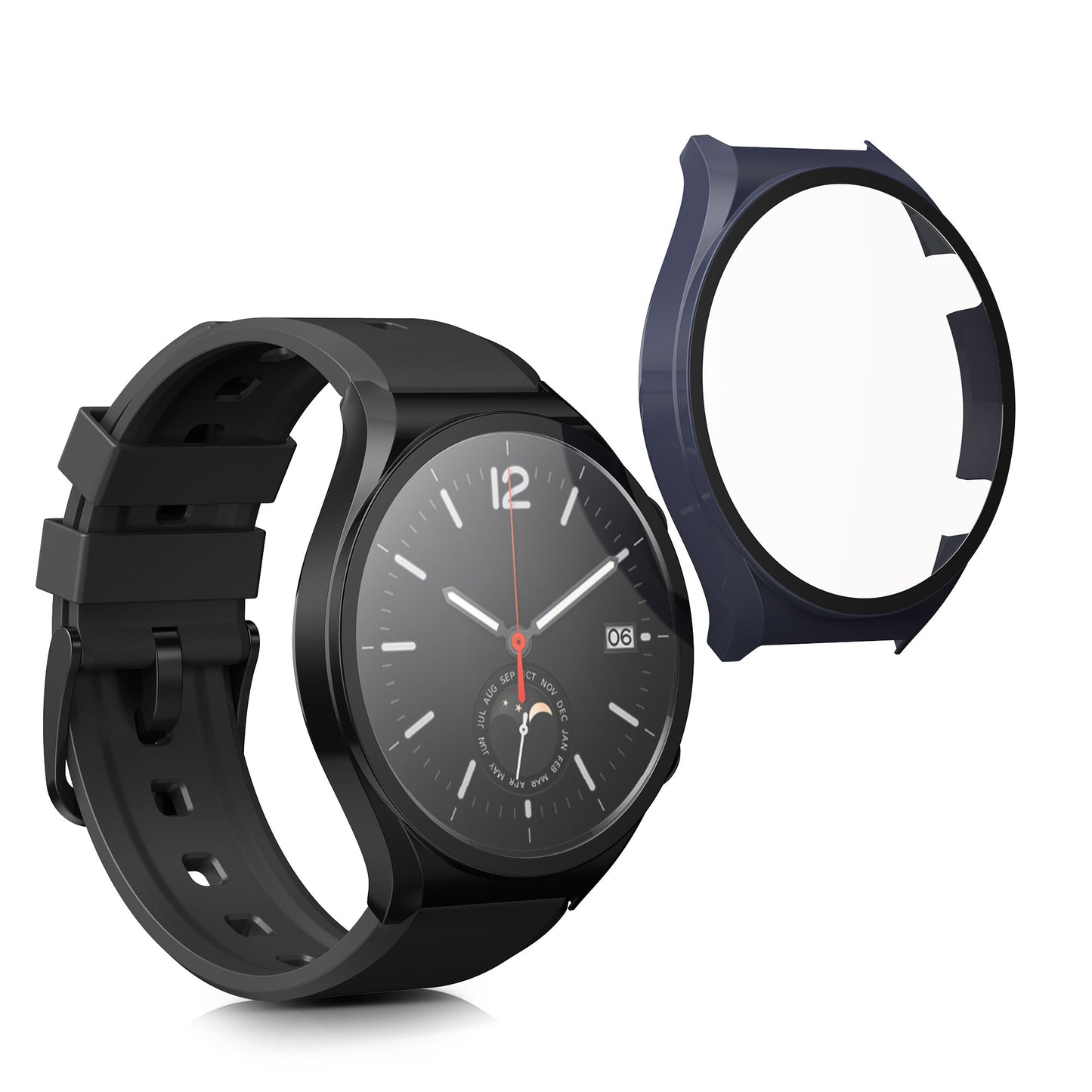 kwmobile Glass Case for Xiaomi Watch S1 Protective Cover Full-Body Fitness Tracker Case Set