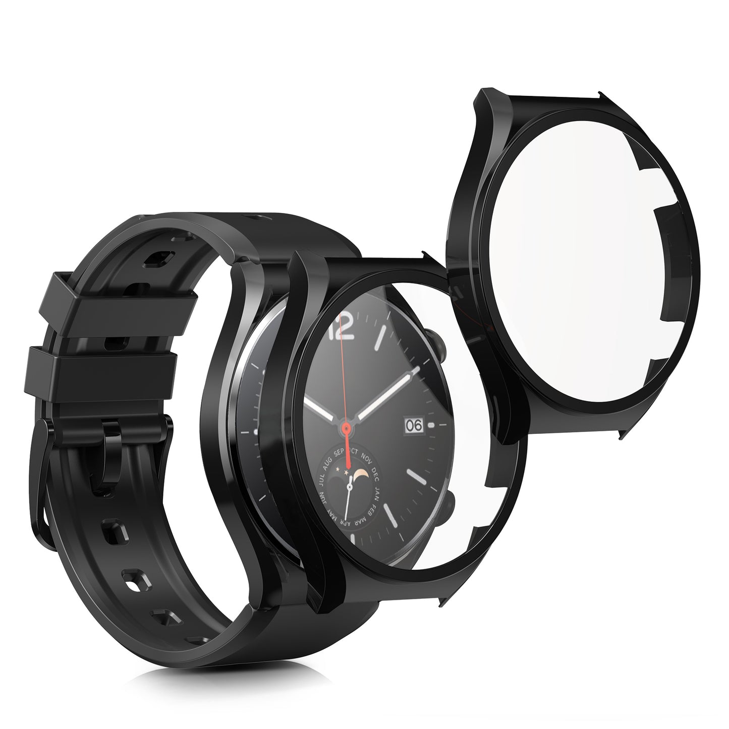 kwmobile Glass Case for Xiaomi Watch S1 Protective Cover Full-Body Fitness Tracker Case Set