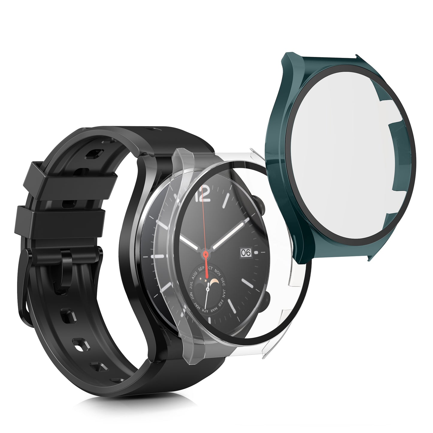 kwmobile Glass Case for Xiaomi Watch S1 Protective Cover Full-Body Fitness Tracker Case Set