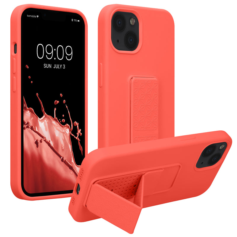 kwmobile Cell Phone Case for Apple iPhone 13 with Finger Holder and Stand Protective Cover