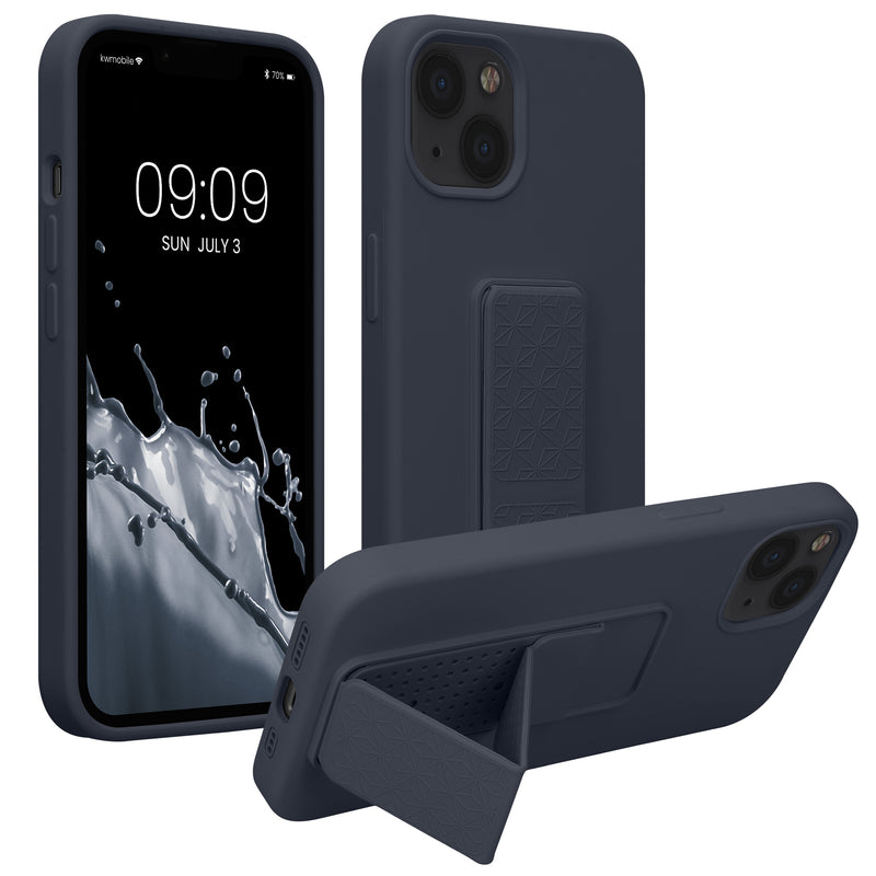 kwmobile Cell Phone Case for Apple iPhone 13 with Finger Holder and Stand Protective Cover