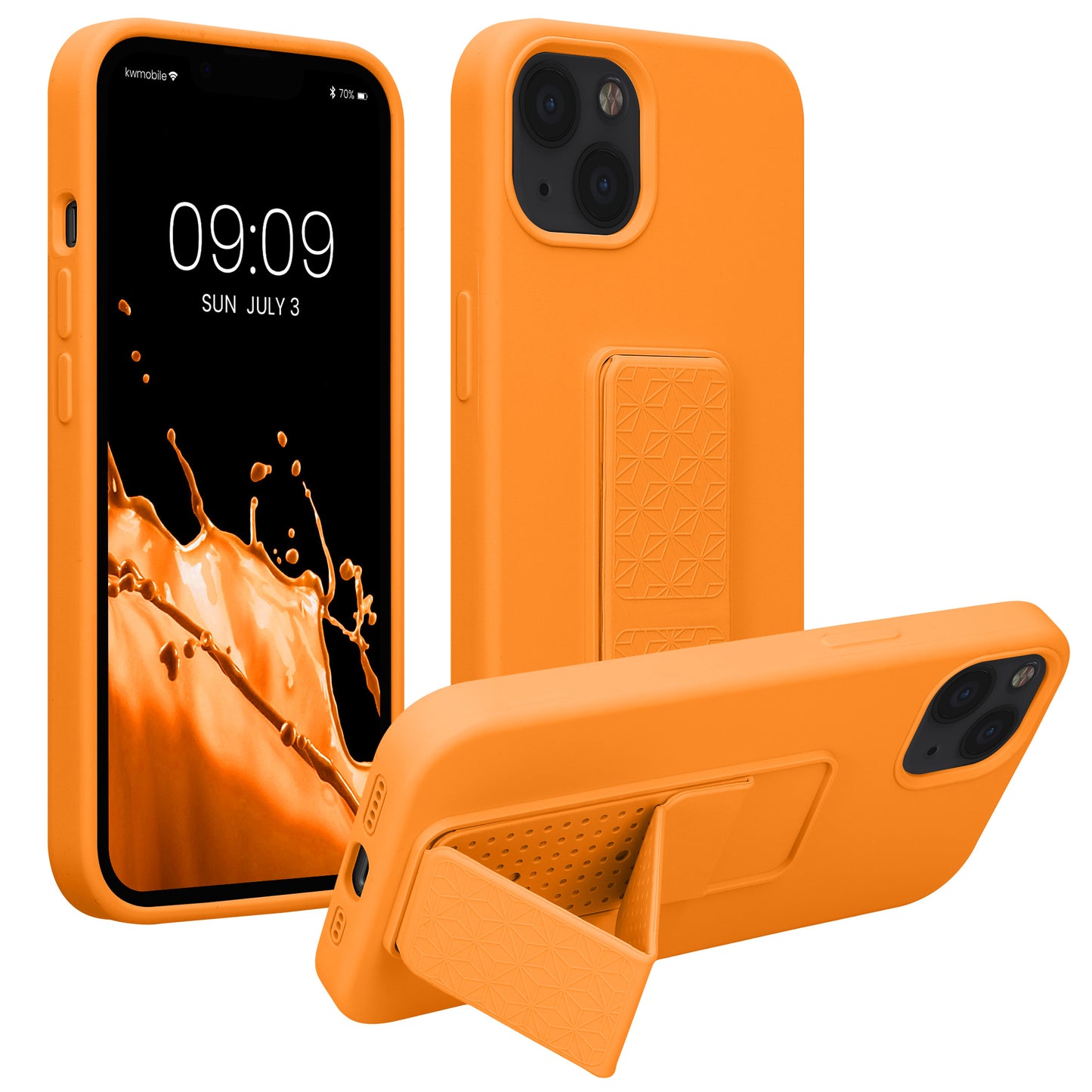 kwmobile Cell Phone Case for Apple iPhone 13 with Finger Holder and Stand Protective Cover