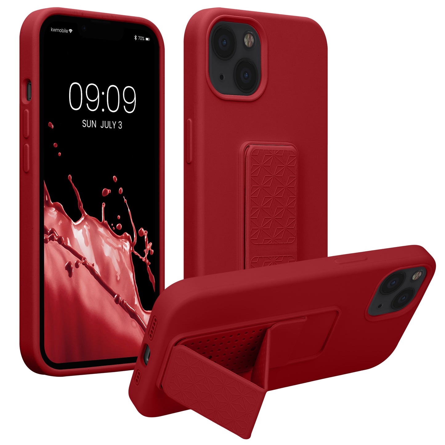 kwmobile Cell Phone Case for Apple iPhone 13 with Finger Holder and Stand Protective Cover