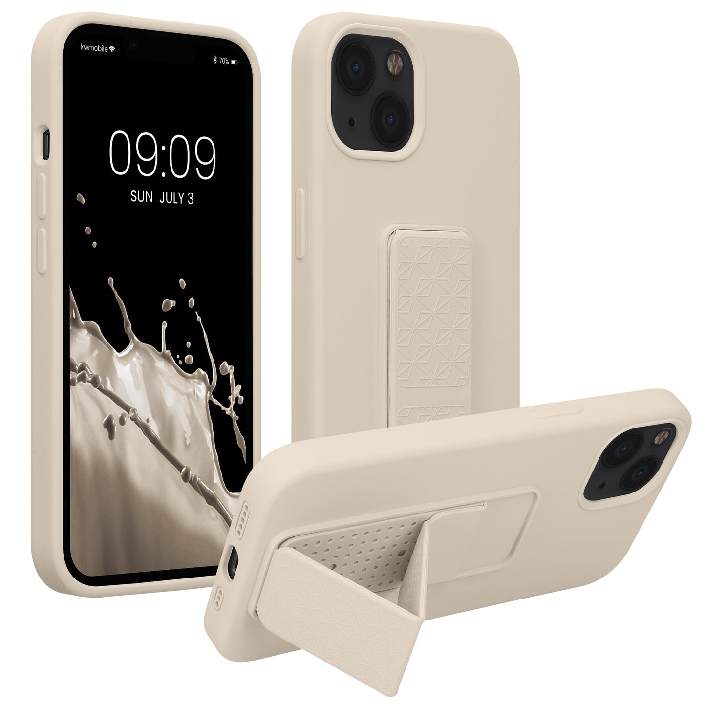 kwmobile Cell Phone Case for Apple iPhone 13 with Finger Holder and Stand Protective Cover