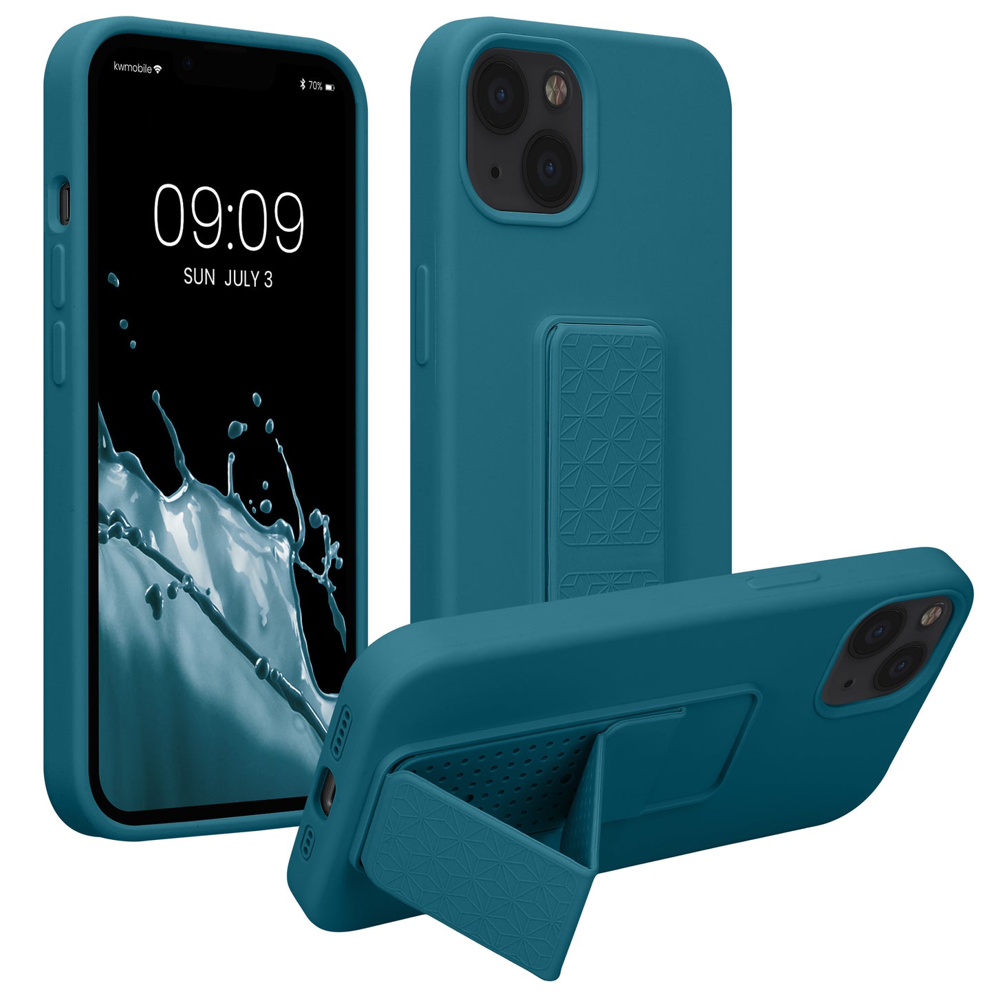 kwmobile Cell Phone Case for Apple iPhone 13 with Finger Holder and Stand Protective Cover