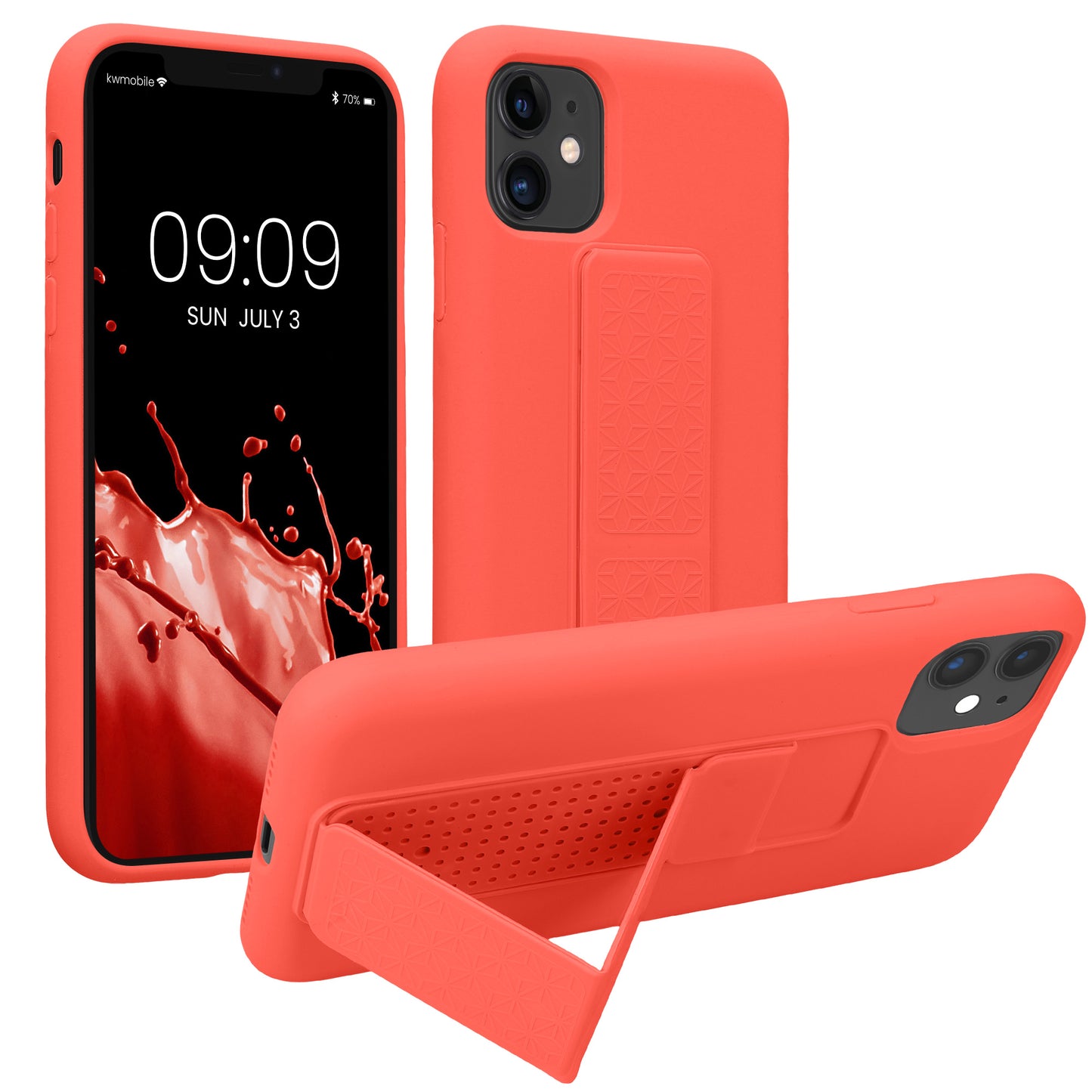 kwmobile Cell Phone Case for Apple iPhone 11 with Finger Holder and Stand Protective Cover