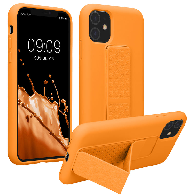 kwmobile Cell Phone Case for Apple iPhone 11 with Finger Holder and Stand Protective Cover