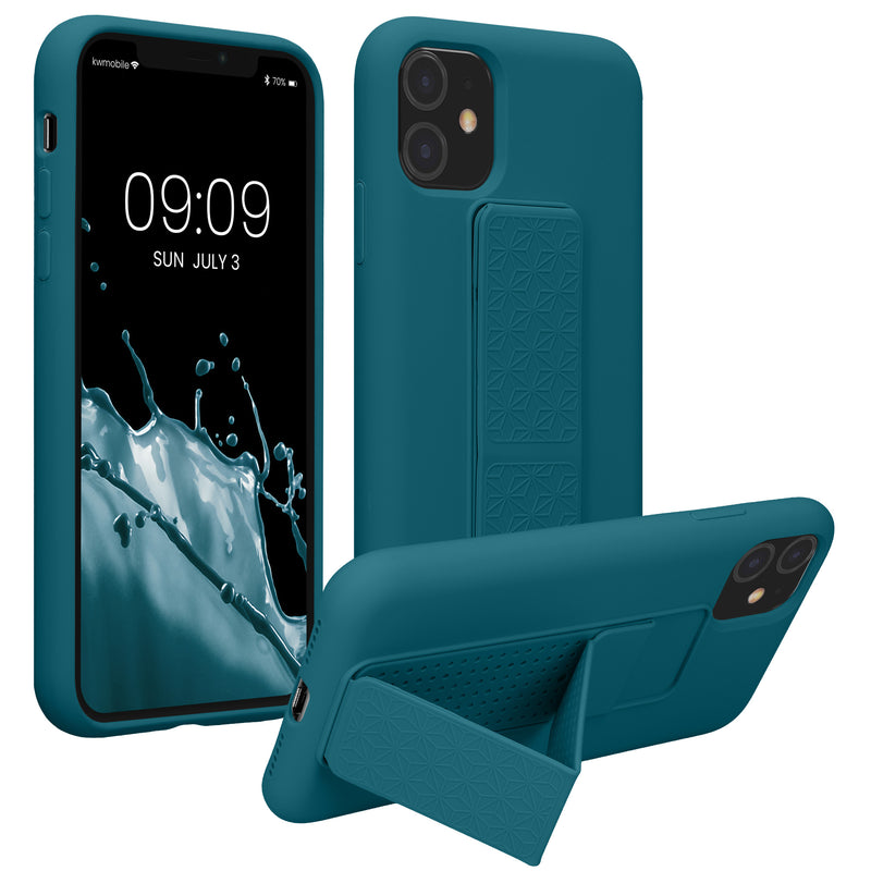 kwmobile Cell Phone Case for Apple iPhone 11 with Finger Holder and Stand Protective Cover