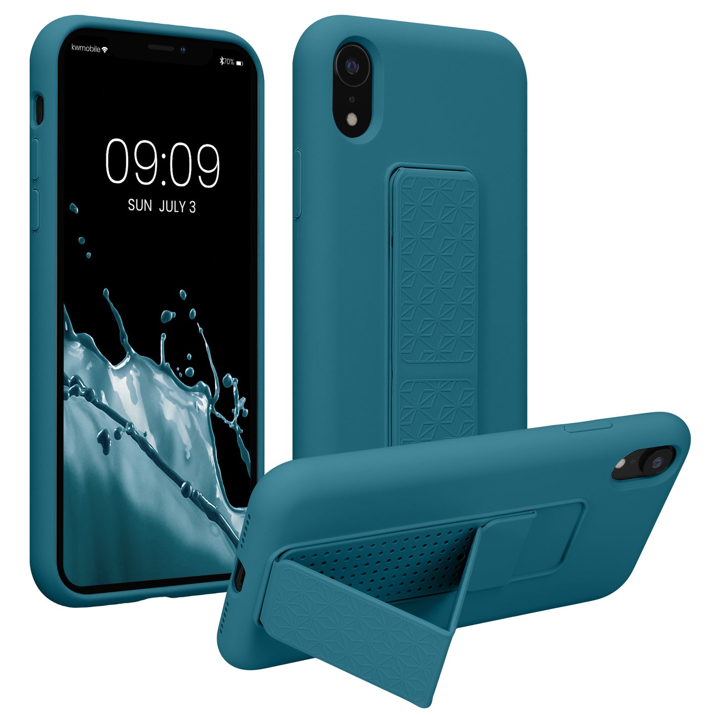 kwmobile Cell Phone Case for Apple iPhone XR Case with Finger Holder and Stand Protective Cover