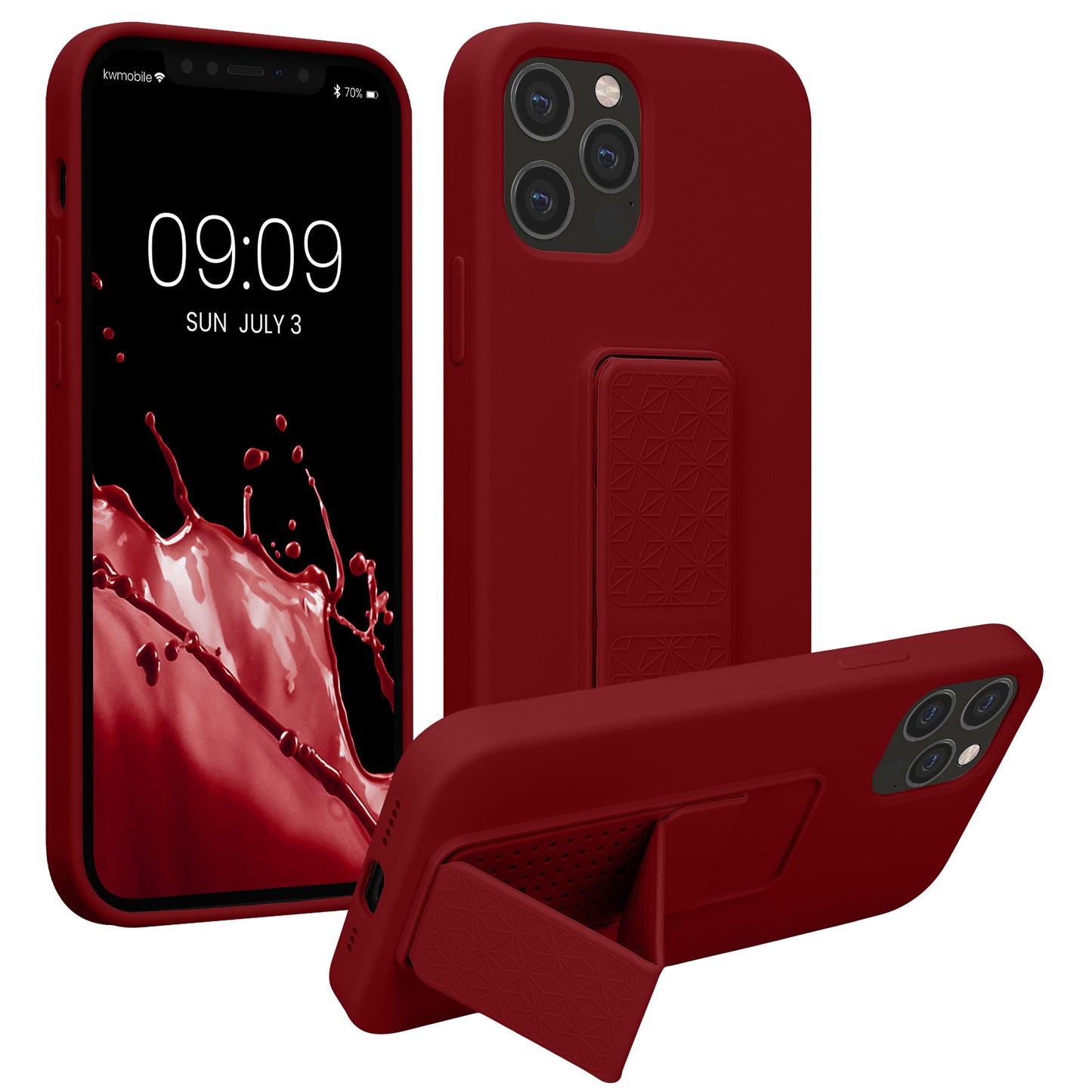 kwmobile Cell Phone Case for Apple iPhone 12 / iPhone 12 Pro with Finger Holder and Stand Protective Cover