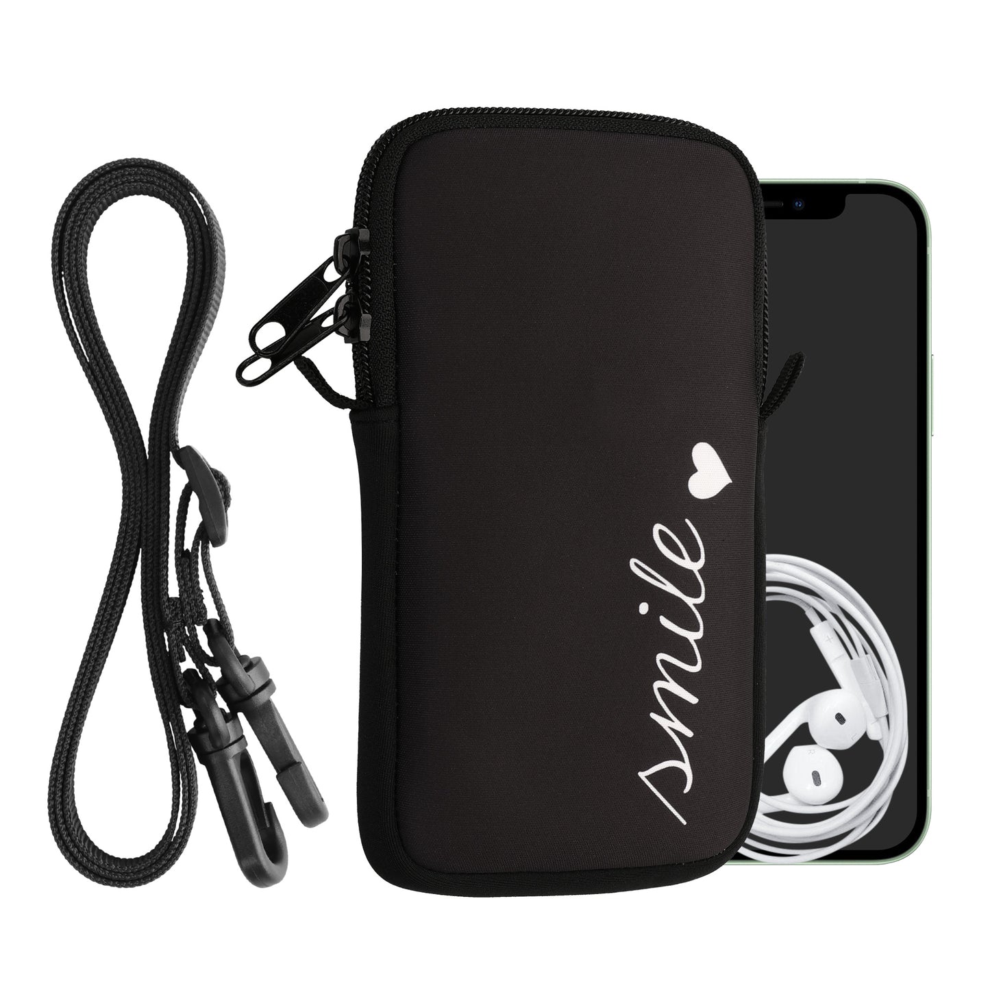 kwmobile Cell Phone Pouch for Smartphones - Cell Phone Bag with Chain 16.5 x 8.9 cm Inner Dimensions - Don't touch my Phone