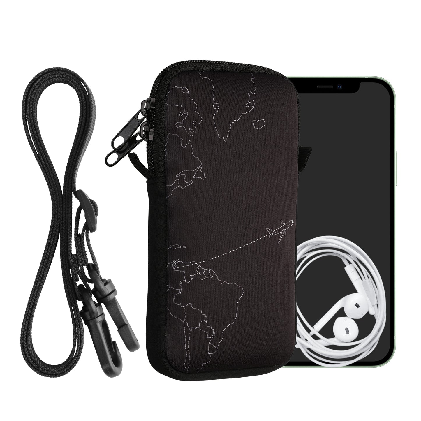 kwmobile Cell Phone Pouch for Smartphones - Cell Phone Bag with Chain 16.5 x 8.9 cm Inner Dimensions - Don't touch my Phone