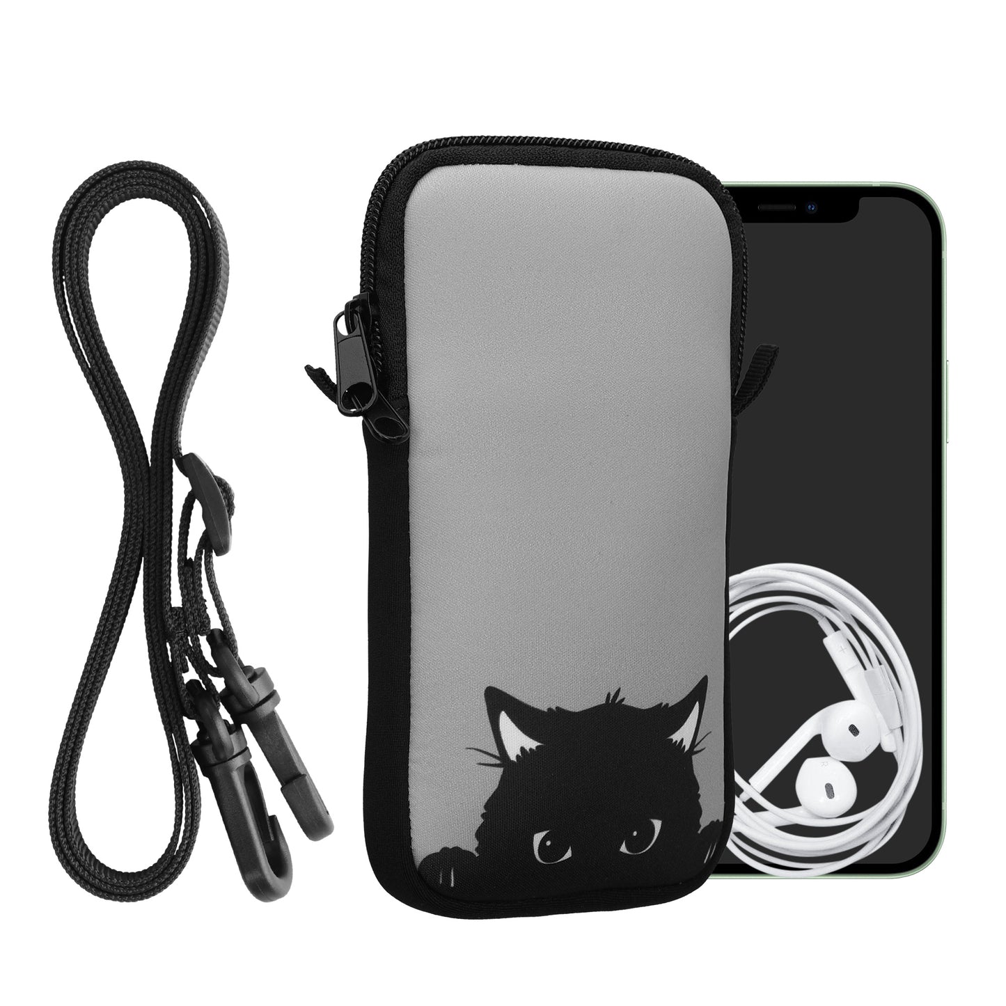 kwmobile Cell Phone Pouch for Smartphones - Cell Phone Bag with Chain 16.5 x 8.9 cm Inner Dimensions - Don't touch my Phone