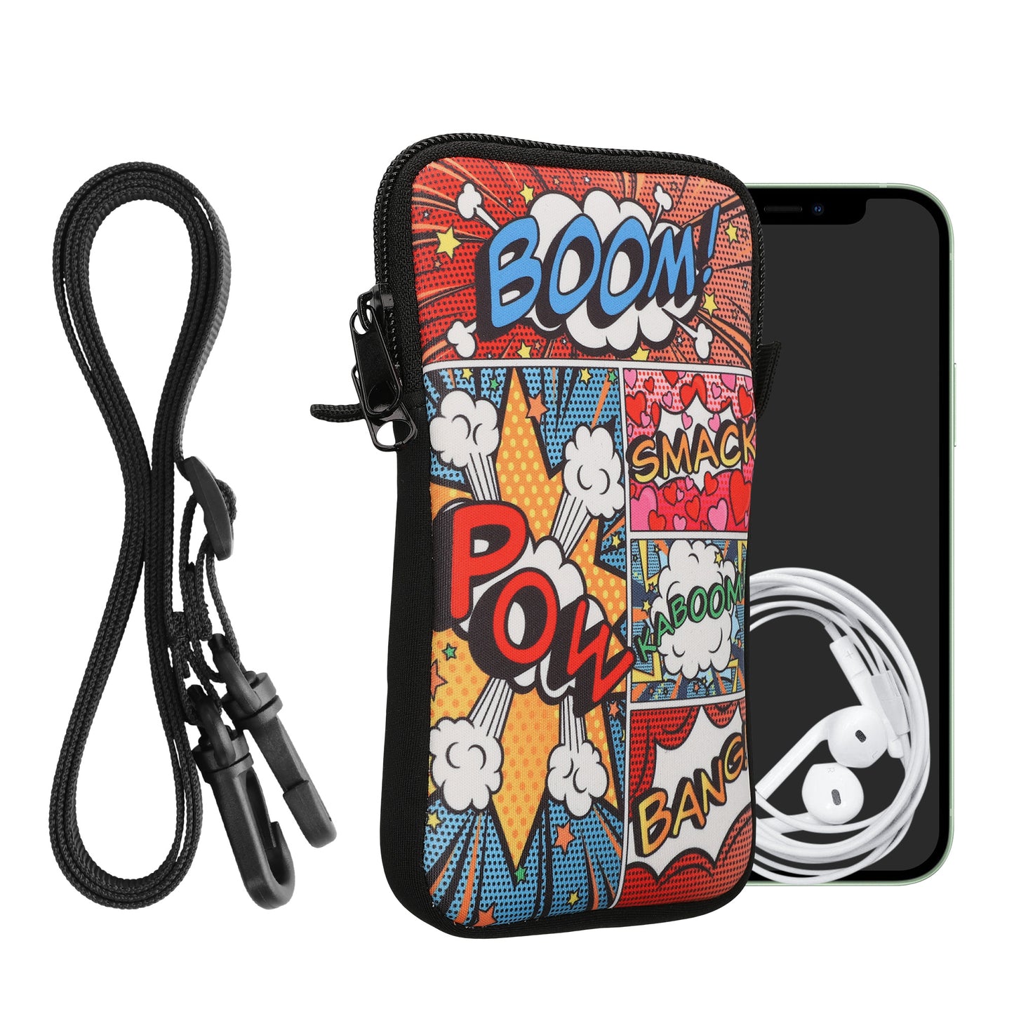 kwmobile Cell Phone Pouch for Smartphones - Cell Phone Bag with Chain 16.5 x 8.9 cm Inner Dimensions - Don't touch my Phone