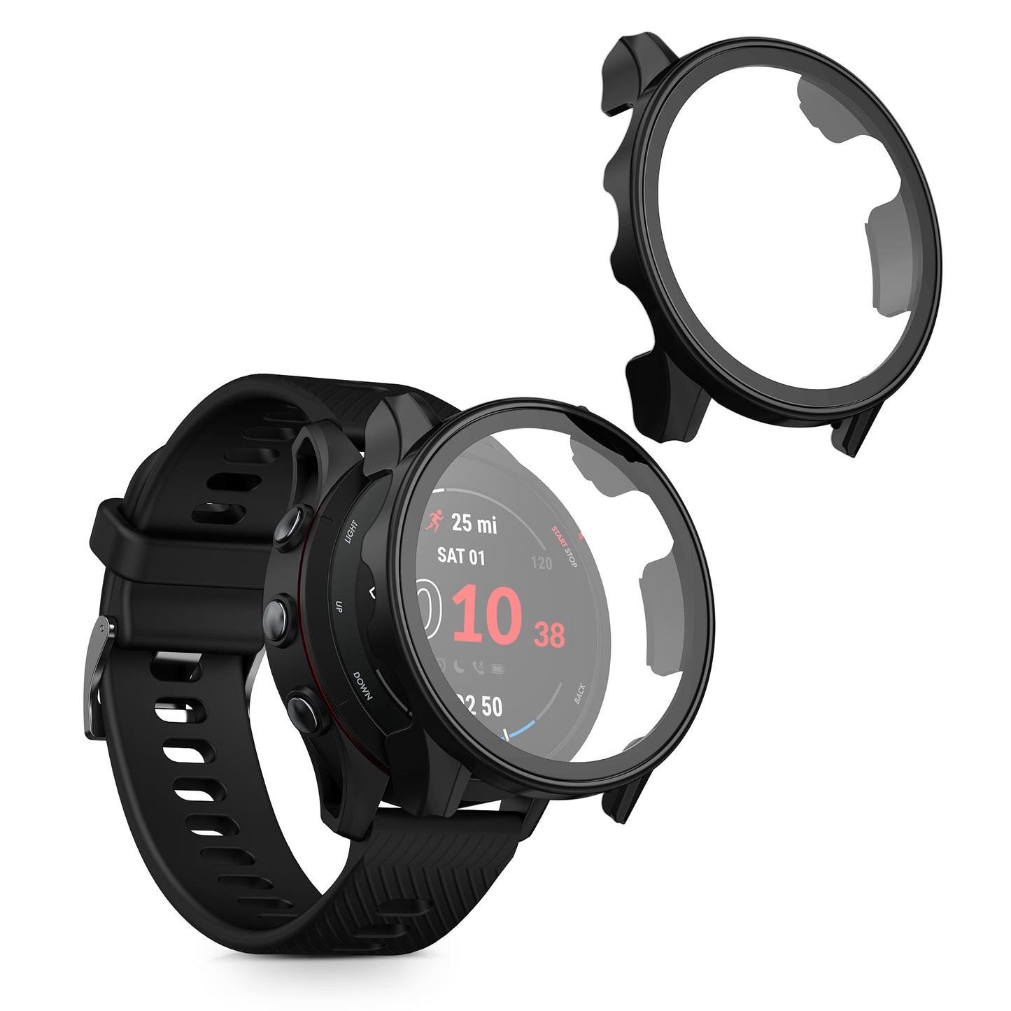 kwmobile Glass Case for Garmin Forerunner 255 / 255 Music Protective Full-body Fitness Tracker Case Set
