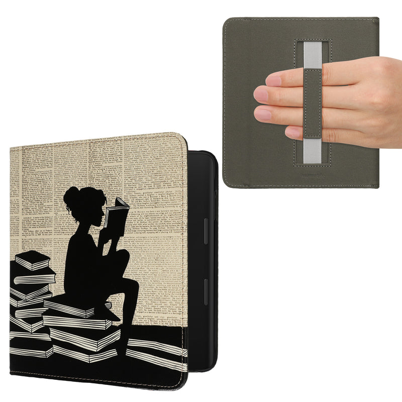 kwmobile Protective Case for Tolino Epos 3 Cover - eReader Flip Case with Hand Strap and Auto Sleep Function