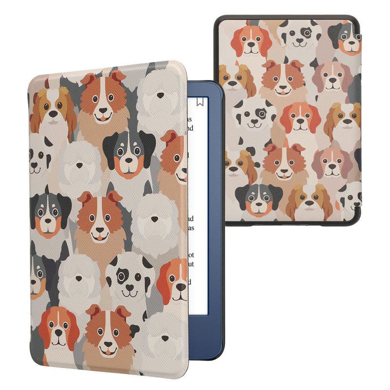 kwmobile Cover for Amazon Kindle (2022/2024) Case - eReader Flip Case with Auto Sleep Function - Library Motto