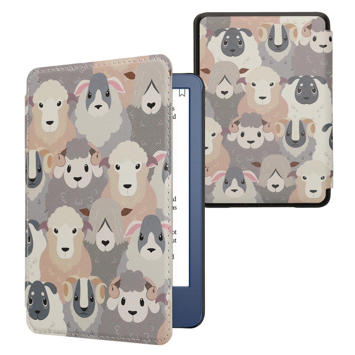 kwmobile Cover for Amazon Kindle (2022/2024) Case - eReader Flip Case with Auto Sleep Function - Library Motto