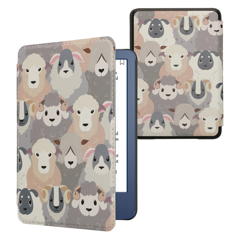 kwmobile Cover for Amazon Kindle (2022/2024) Case - eReader Flip Case with Auto Sleep Function - Library Motto