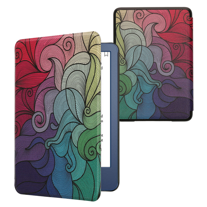 kwmobile Cover for Amazon Kindle (2022/2024) Case - eReader Flip Case with Auto Sleep Function - Library Motto