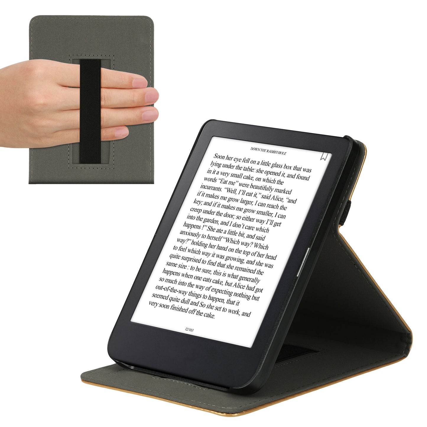 kwmobile Case Compatible with Kobo Clara 2E / Tolino Shine 4 - e-Reader Cover with Strap Stand