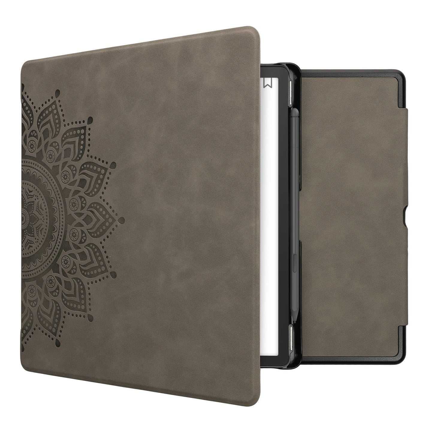 kwmobile Case for Amazon Kindle Scribe (2022/2024) - Faux Leather eReader Cover with Auto Sleep Function - Rising Sun