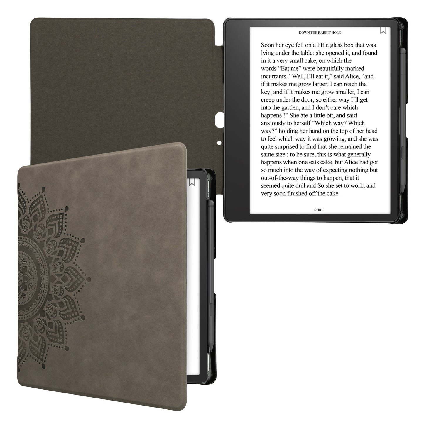 kwmobile Case for Amazon Kindle Scribe (2022/2024) - Faux Leather eReader Cover with Auto Sleep Function - Rising Sun