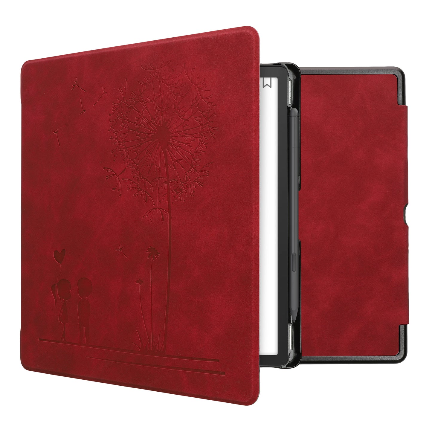 kwmobile Case for Amazon Kindle Scribe (2022/2024) - Faux Leather eReader Cover with Auto Sleep Function - Rising Sun