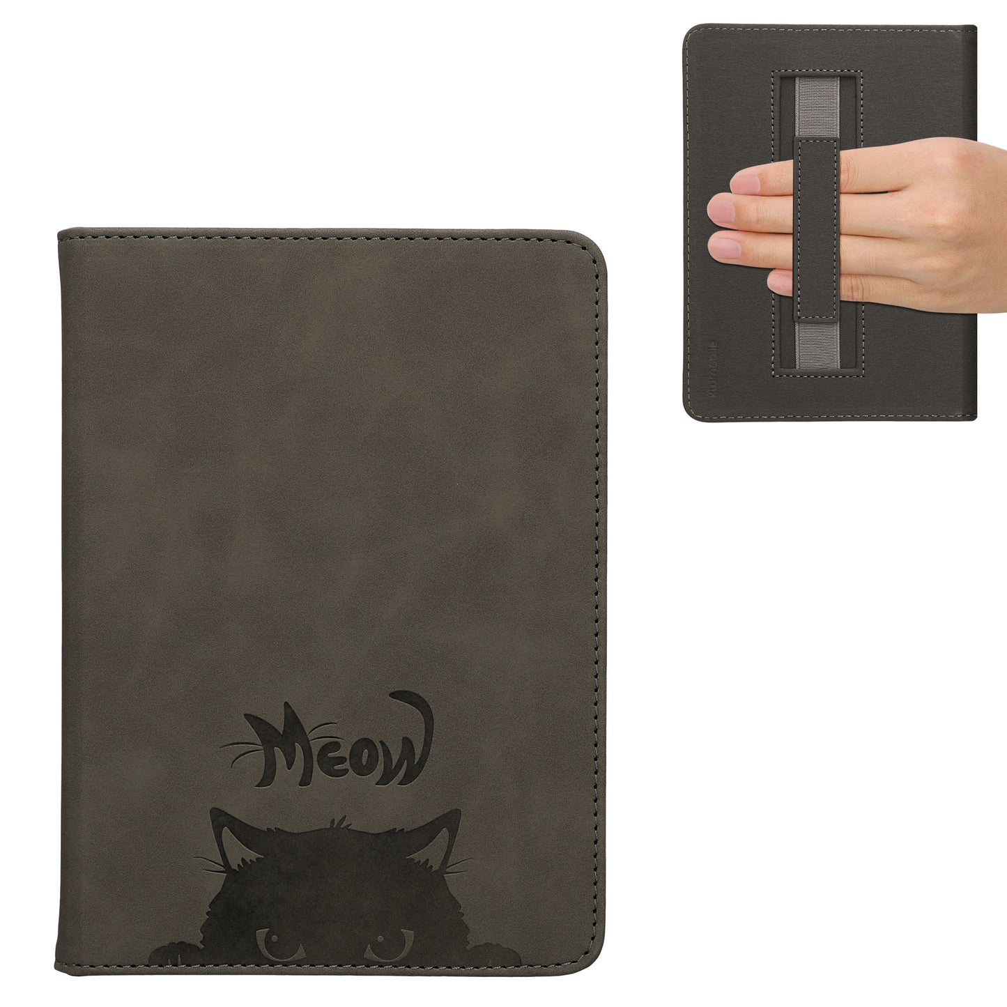 kwmobile Flip Case compatible with Amazon Kindle Paperwhite 11th Generation 2021 - Faux Leather eReader Cover - with Hand Strap
