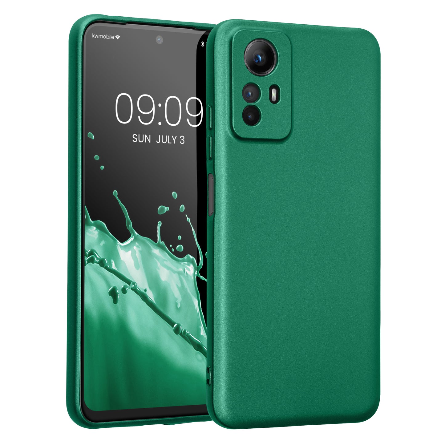kwmobile Handyhülle kompatibel mit Xiaomi Redmi Note 12S Hülle - weiche Silikon Case metallisch schimmernd in Metallic Dunkelgrün Metallic Dunkelgrün  