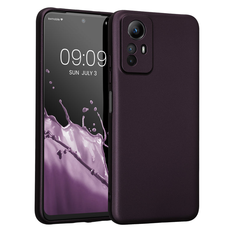kwmobile Handyhülle kompatibel mit Xiaomi Redmi Note 12S Hülle - weiche Silikon Case metallisch schimmernd in Metallic Brombeere Metallic Brombeere  
