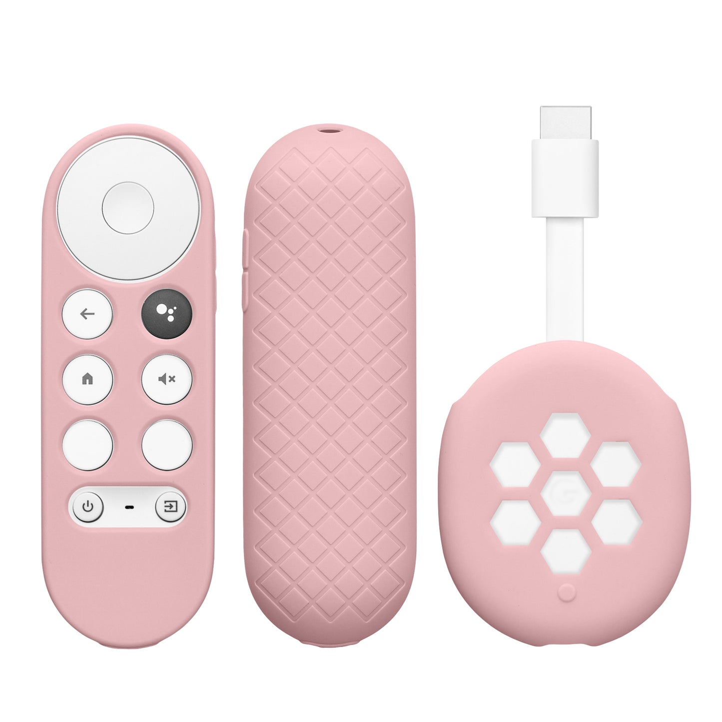 kwmobile 2x Hülle für Fernbedienung und Streaming Gerät kompatibel mit Google Chromecast 2020 4K (not for New-Generation) - Silikon Case Set für TV Zubehör in Altrosa Altrosa  [dsg05]