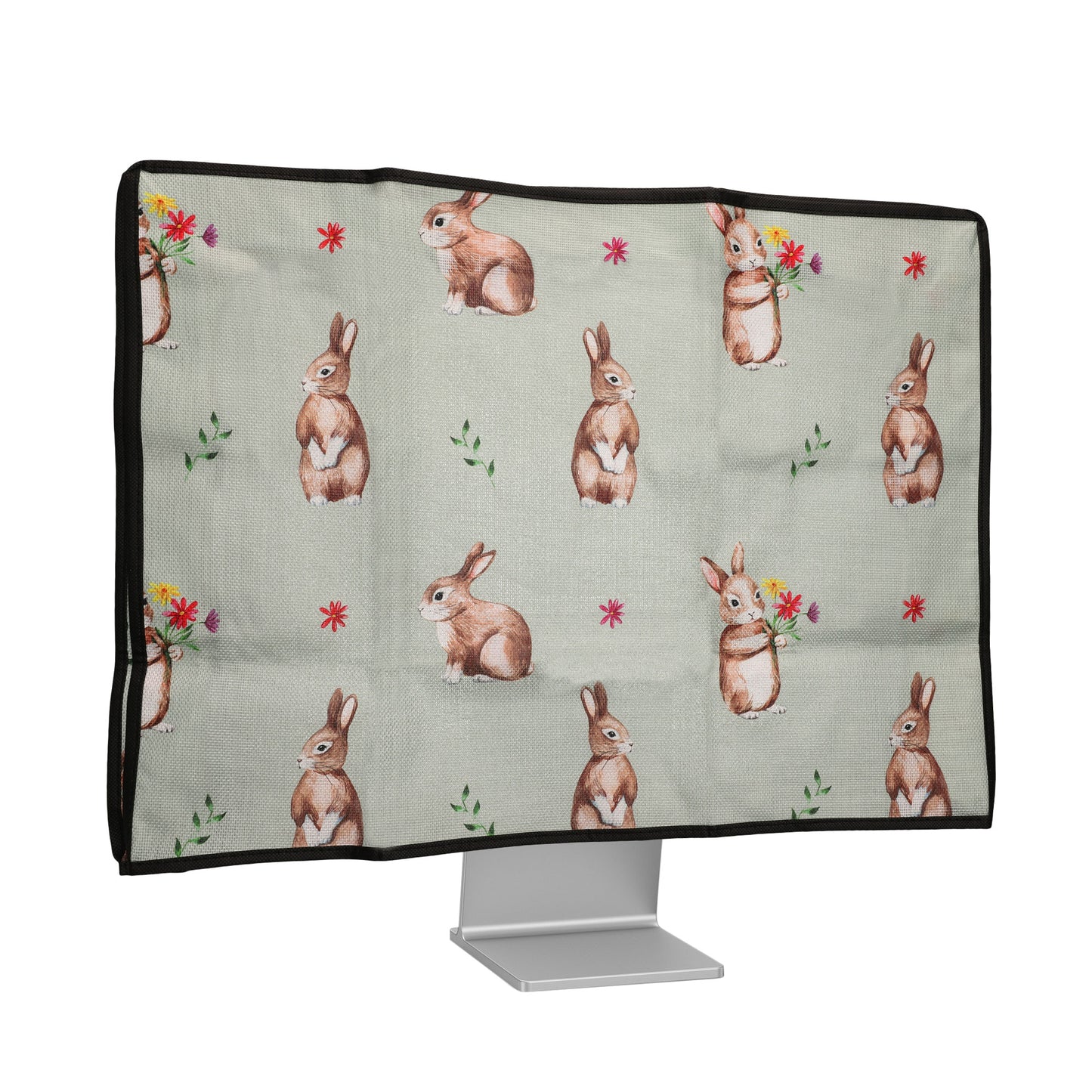 kwmobile Cover compatible with 27-28" Monitor - Protective Cover Dust Cover Hood for PC Screen - Computer Screen Cover Dust Hood - Plants and Shapes