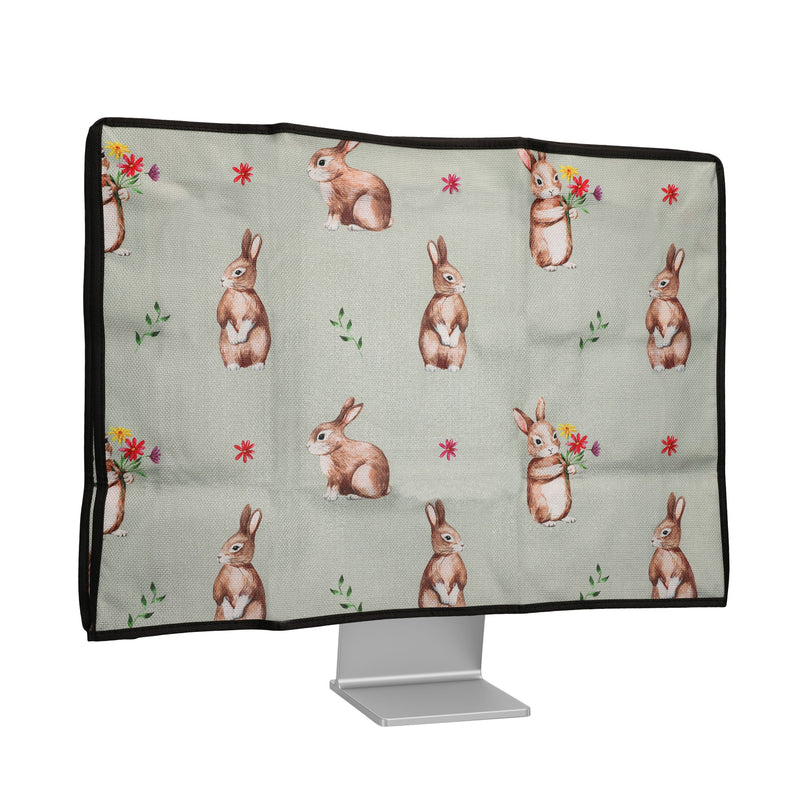 kwmobile Cover compatible with 27-28" Monitor - Protective Cover Dust Cover Hood for PC Screen - Computer Screen Cover Dust Hood - Plants and Shapes