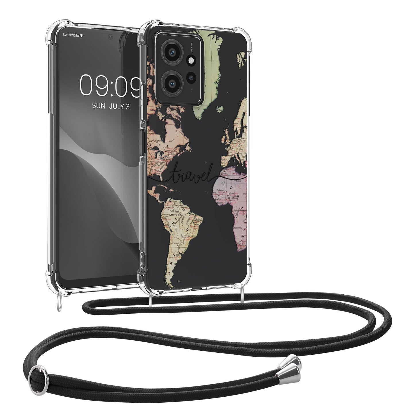kwmobile Necklace Case compatible with Xiaomi Redmi Note 12 (4G) Silicone Cover with Phone Chain
