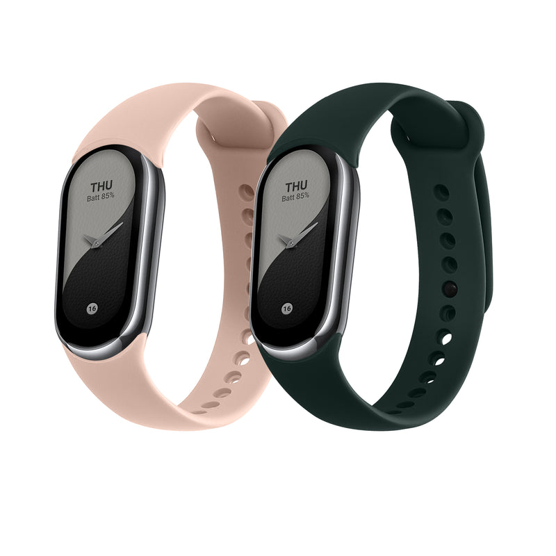kwmobile Silikon Uhrenarmband für Xiaomi Mi Band 10 / Mi Band 9 / 8 Armband - Ersatzarmband für Fitnesstracker - Wechselarmband Smartwatch - Dunkelgrün Altrosa Dunkelgrün  [dsg06]