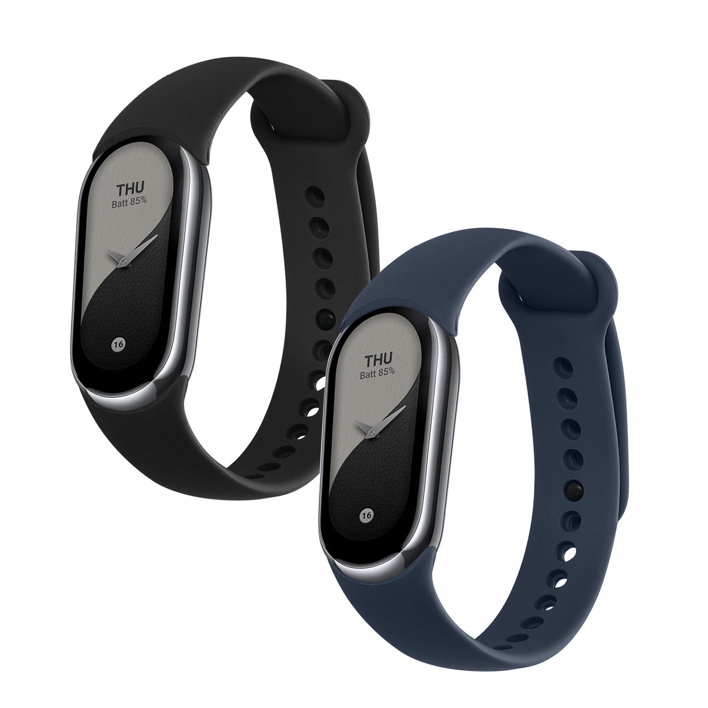 kwmobile Silikon Uhrenarmband für Xiaomi Mi Band 10 / Mi Band 9 / 8 Armband - Ersatzarmband für Fitnesstracker - Wechselarmband Smartwatch - Schwarz Lavendelgrau Schwarz  [dsg07]