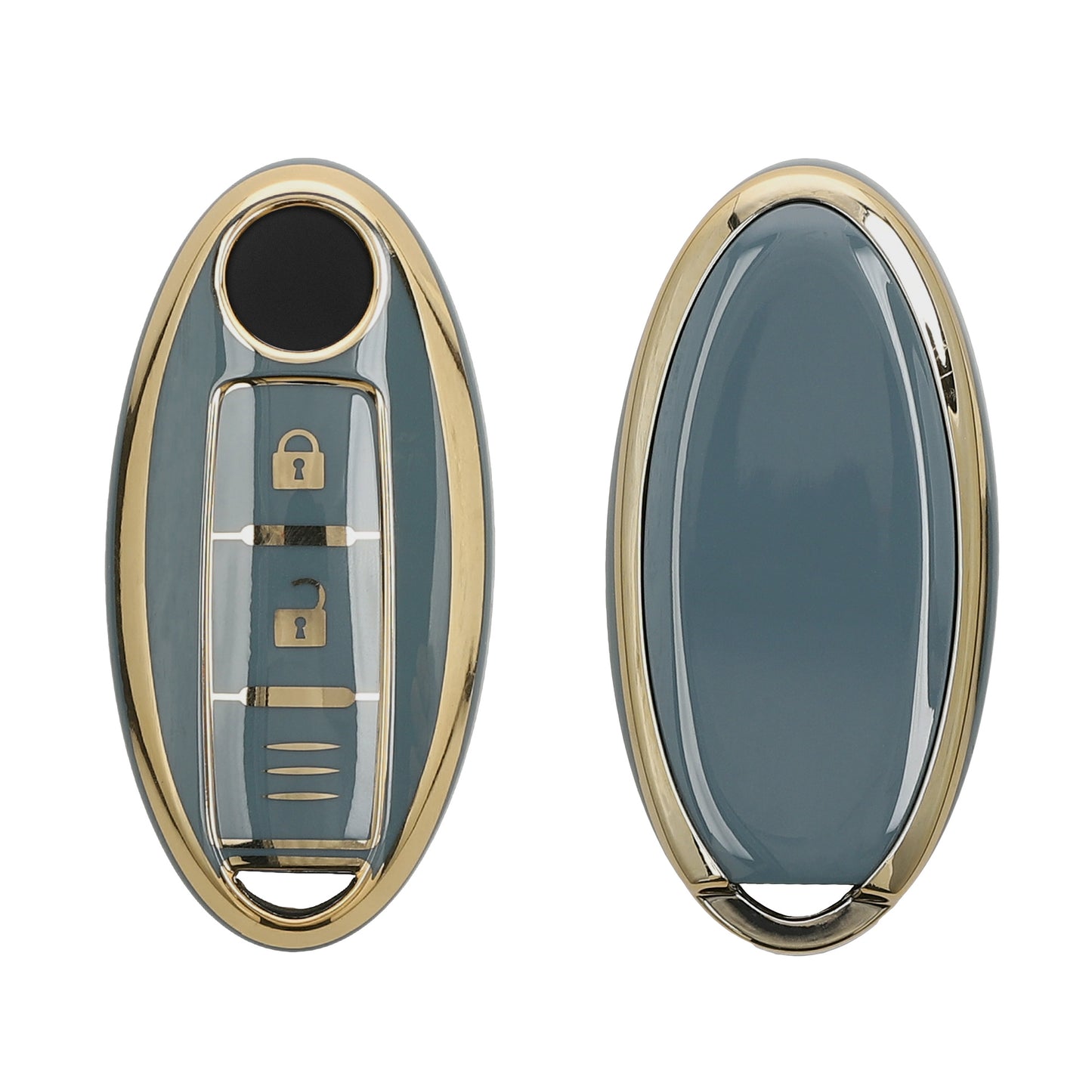 kwmobile Autoschlüssel Hülle kompatibel mit Nissan 3-Tasten Autoschlüssel - Schlüsselhülle Silikon Cover - Blau Gold Blau  [dsg03]