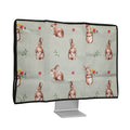 kwmobile Leinen Hülle kompatibel mit 20-22" Monitor - Schutzhülle Staubschutz Abdeckhaube für PC Bildschirm - Computer Screen Cover Staubhaube Haube - Hasen und Blumen Weiß  [dsg05]