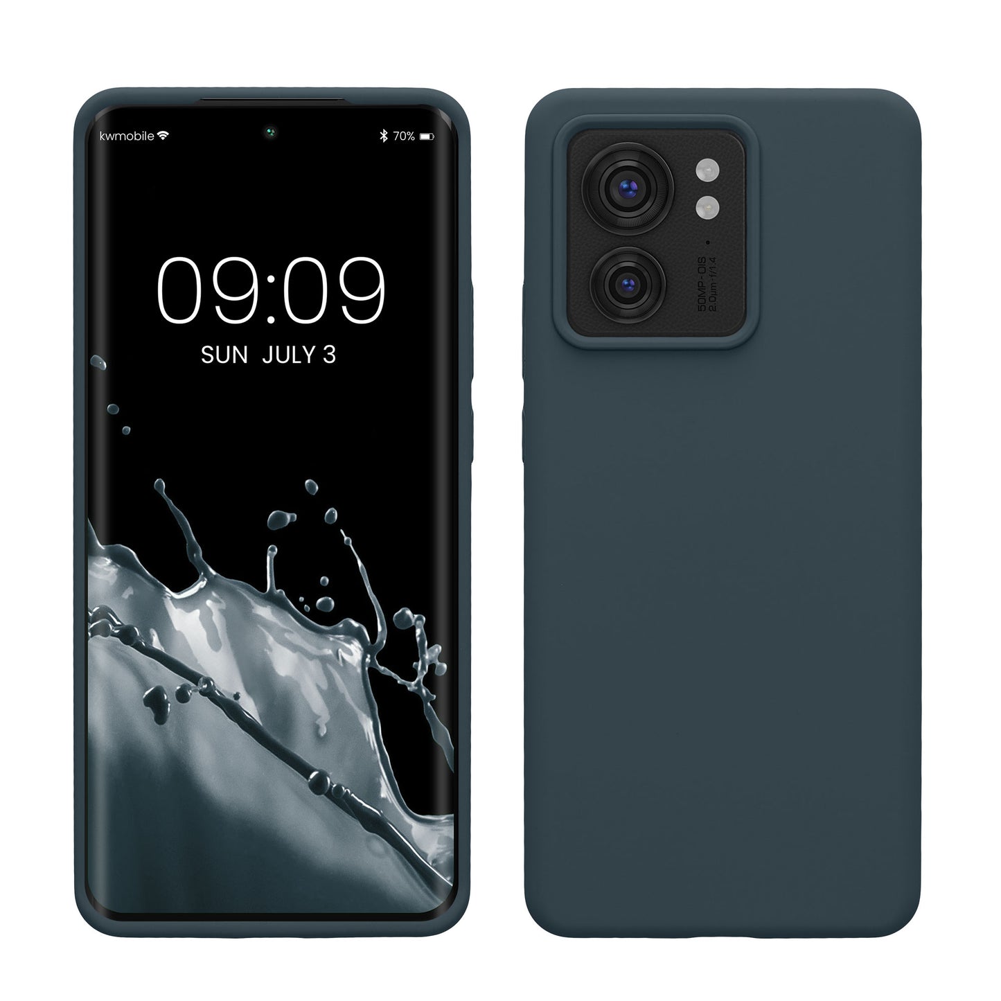 kwmobile Hülle kompatibel mit Motorola Edge 40 Hülle - Silikon Handy Case - Handyhülle weiche Oberfläche - kabelloses Laden - Dunkler Schiefer Dunkler Schiefer  