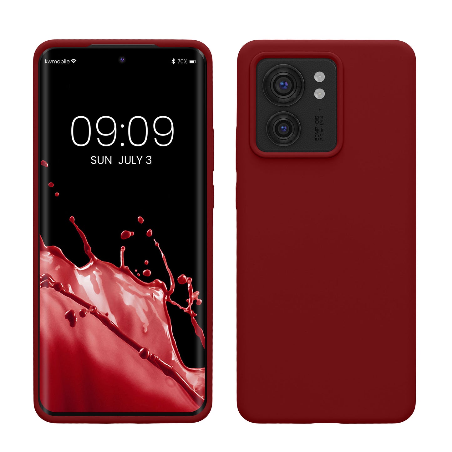 kwmobile Hülle kompatibel mit Motorola Edge 40 Hülle - Silikon Handy Case - Handyhülle weiche Oberfläche - kabelloses Laden - Rhabarber Rot Rhabarber Rot  